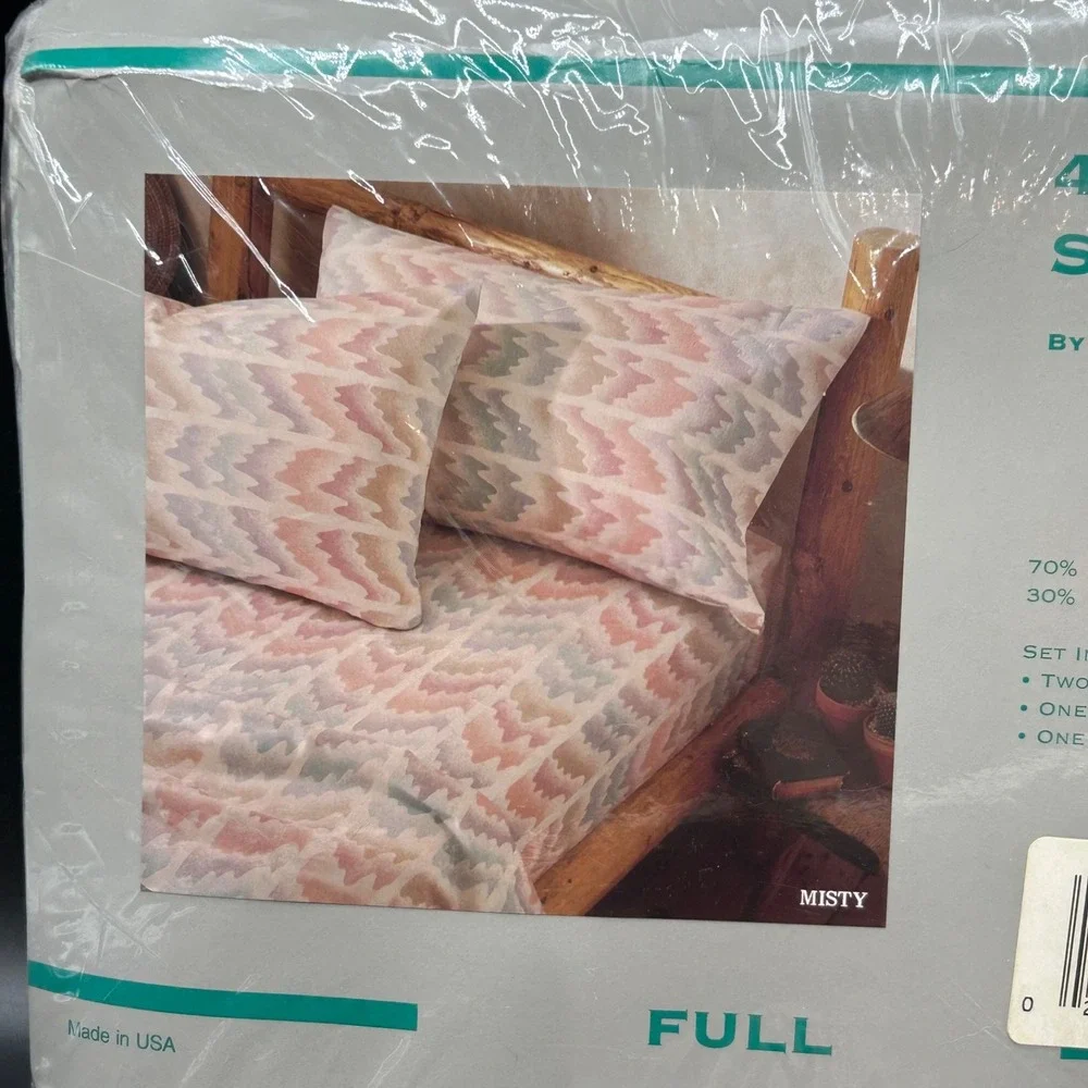 New Vtg Westpoint Stevens‎ Full 4 Pc Sheet Set Pastel Print Misty Made In USA